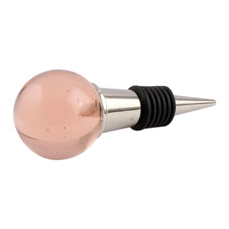 Pink Round Glass Wine Stopper